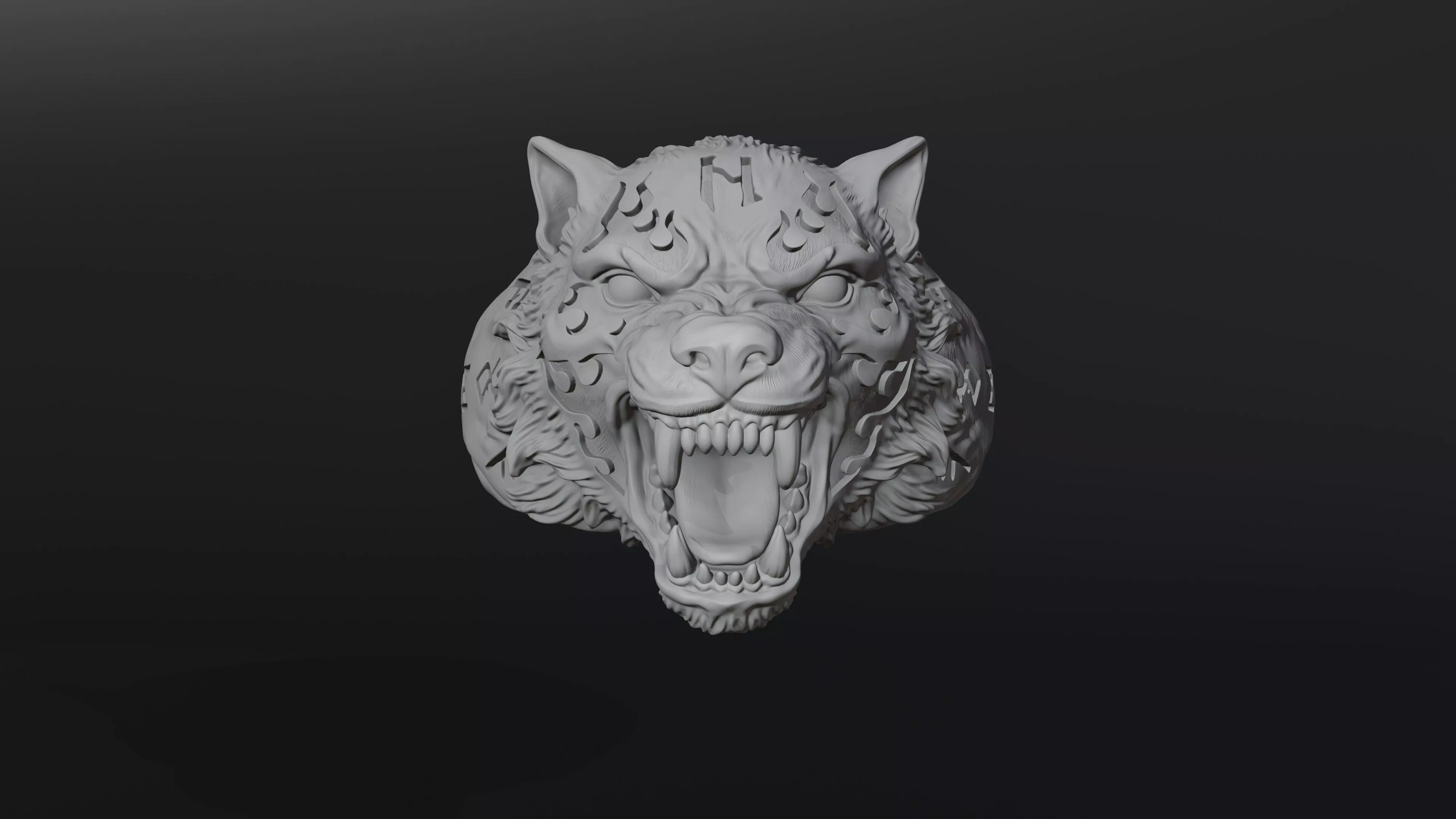 Roaring Wolf Head Ring 3D Print Model 3D print model