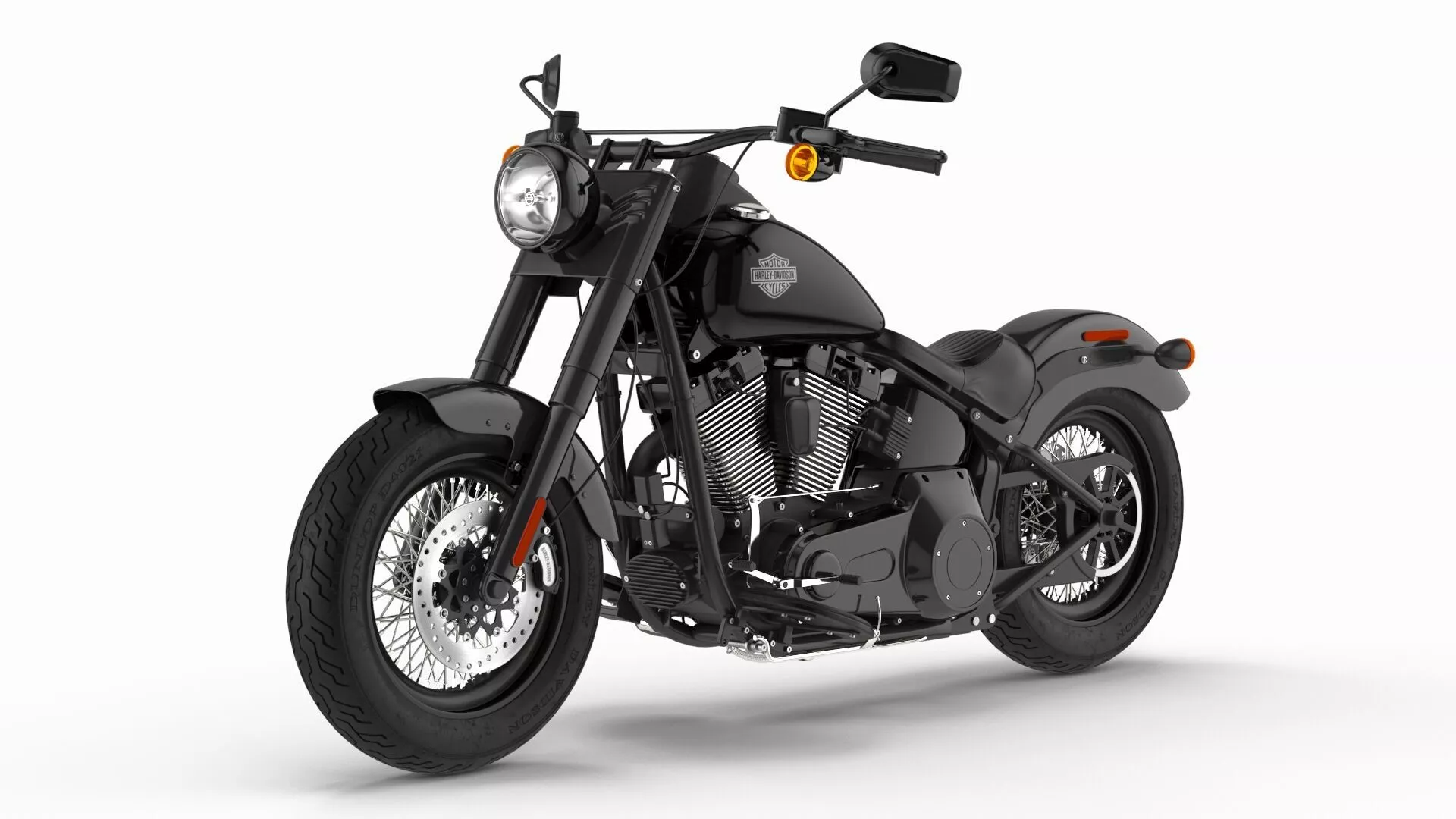 Cruiser Motorcycle Harley Davidson Softail Slim 3D model