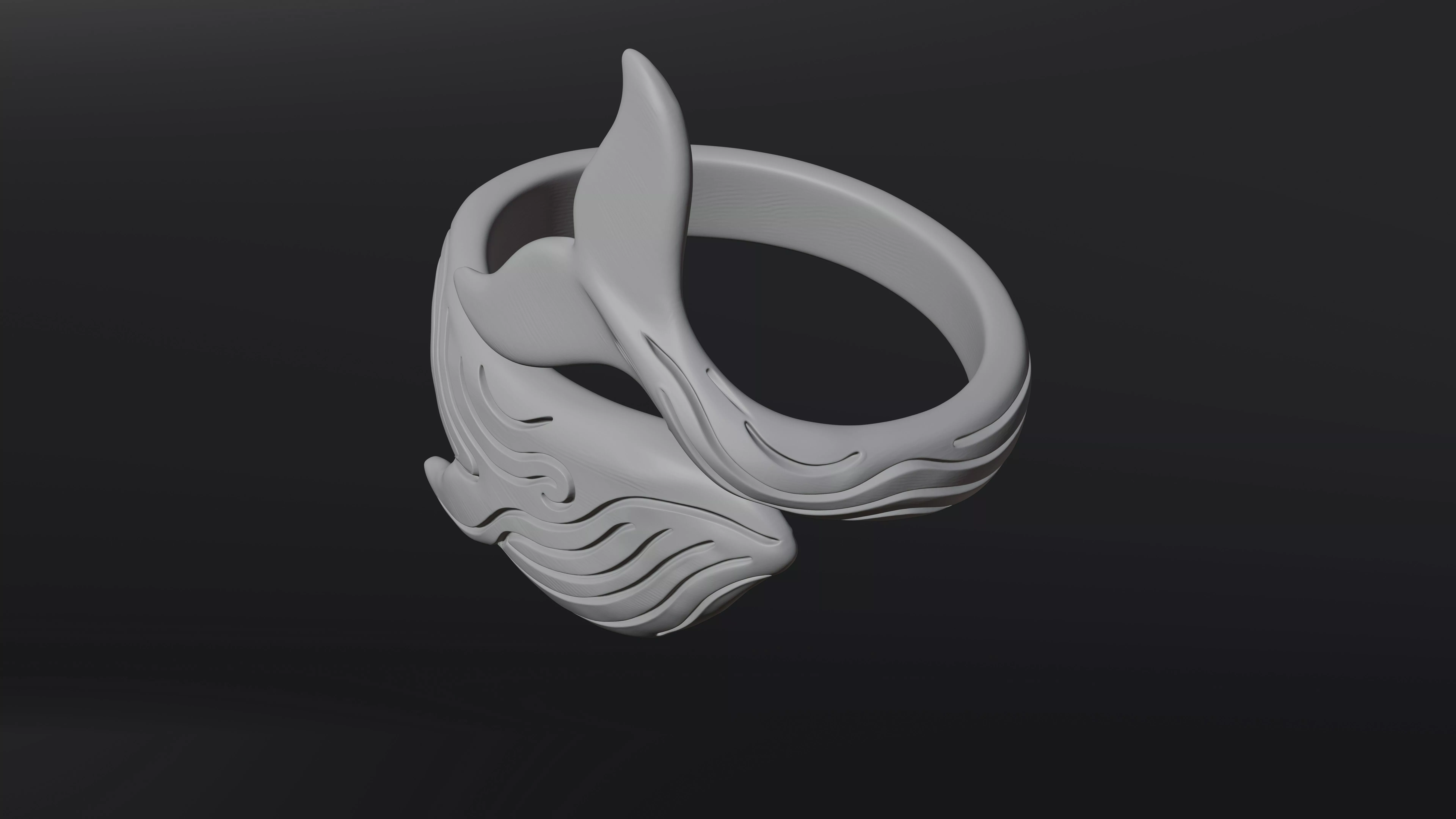 Whale Tail Ring 3D Print Model 3D print model
