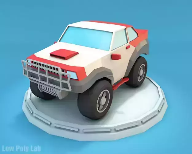 Cartoon Racing Jeep Low-poly 3D model