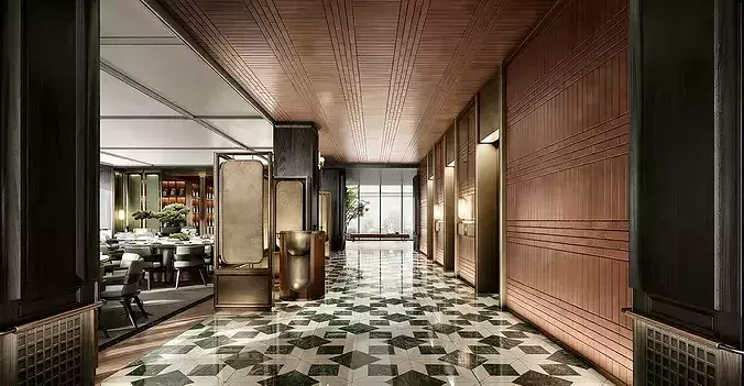 Restaurant Interior Design01 3D model 2