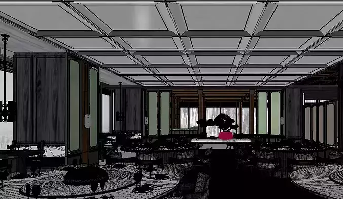 Restaurant Interior Design01 3D model 7
