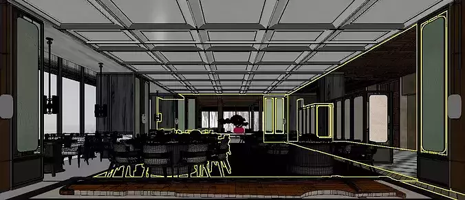 Restaurant Interior Design01 3D model 5