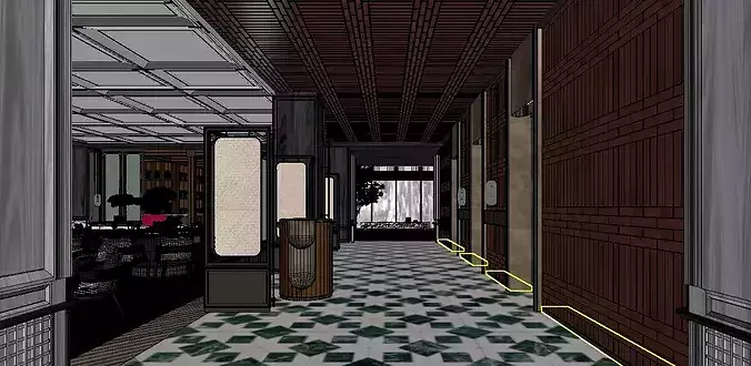 Restaurant Interior Design01 3D model 6