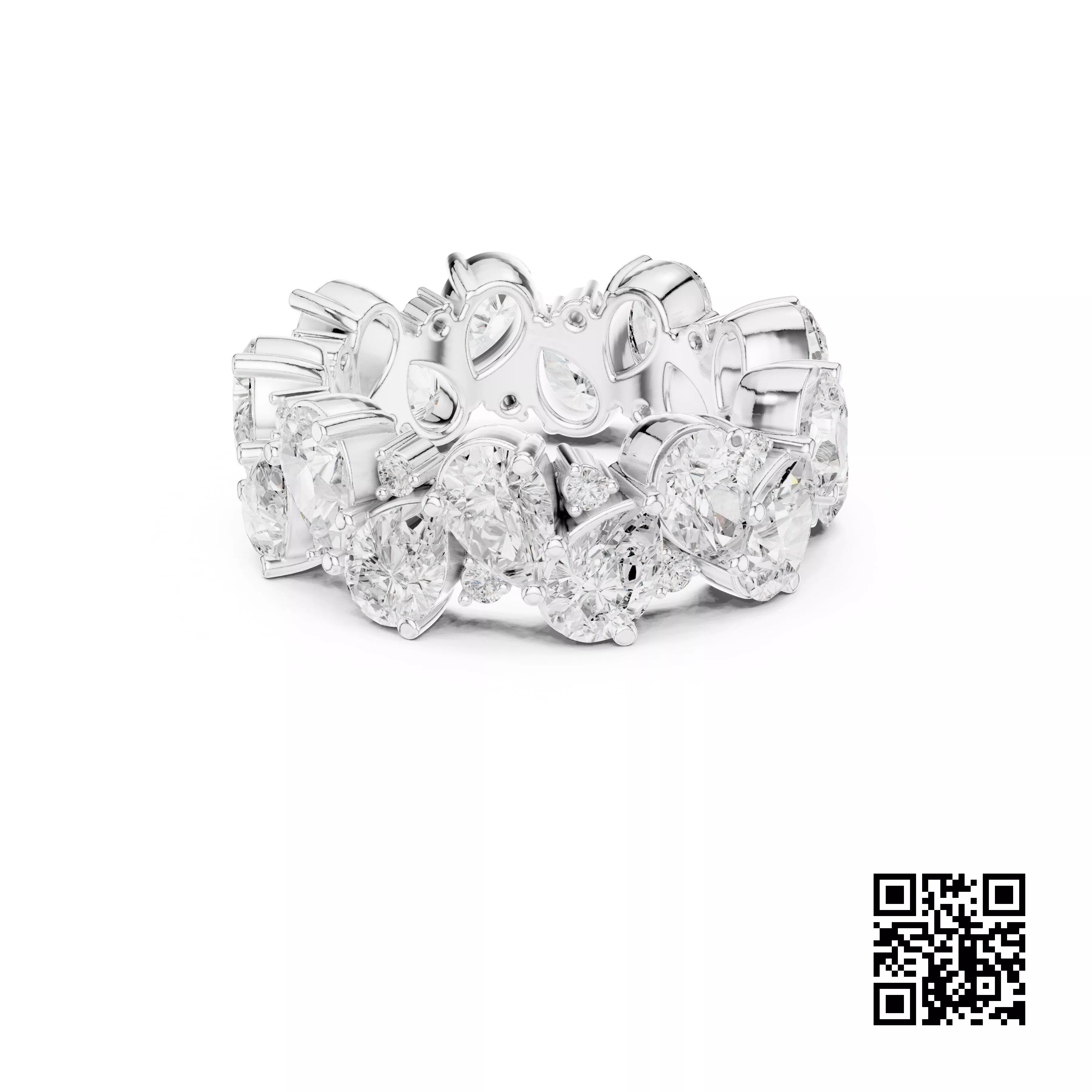 Bespoke Diamond Eternity Gold Band 3DM STL CAD File - 12 3D print model