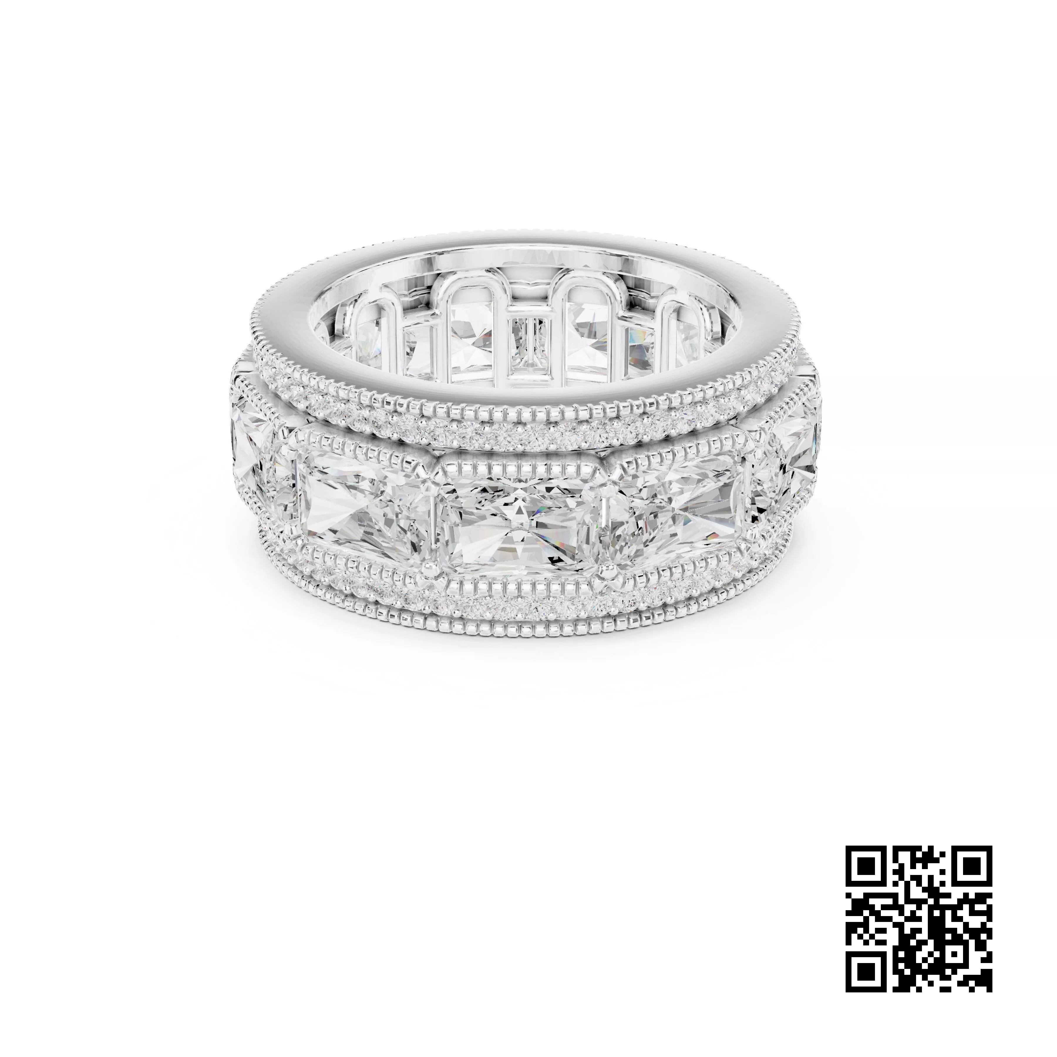 Bespoke Diamond Eternity Gold Band 3DM STL CAD File - 08 3D print model