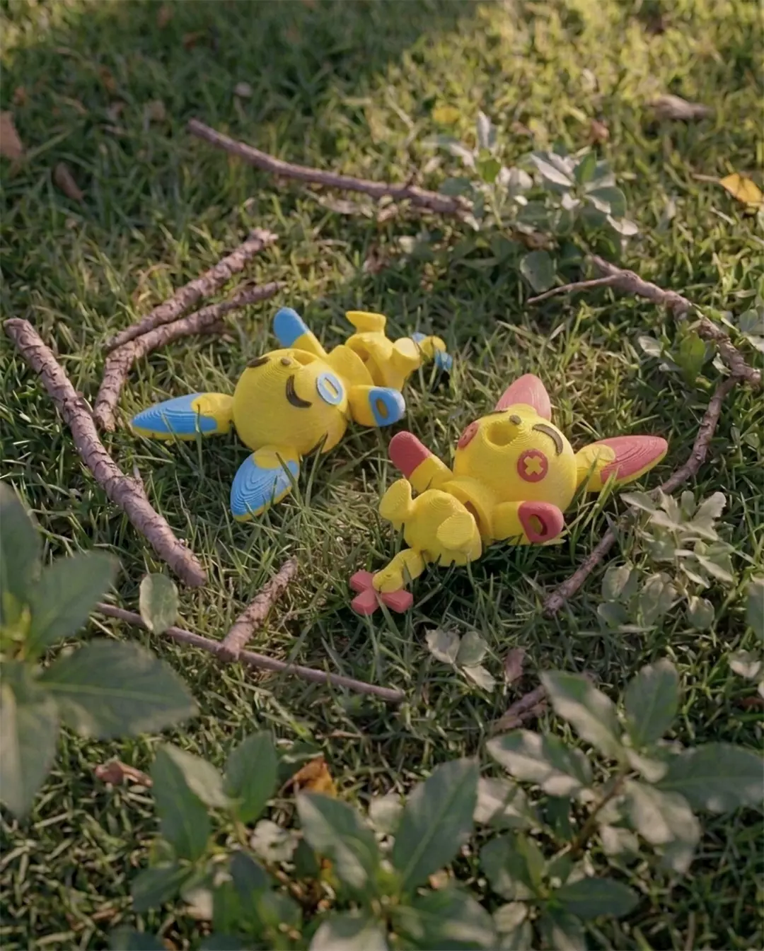Plusle and Minun Pokemon Articulated Fidget Toy no ams 3D print model