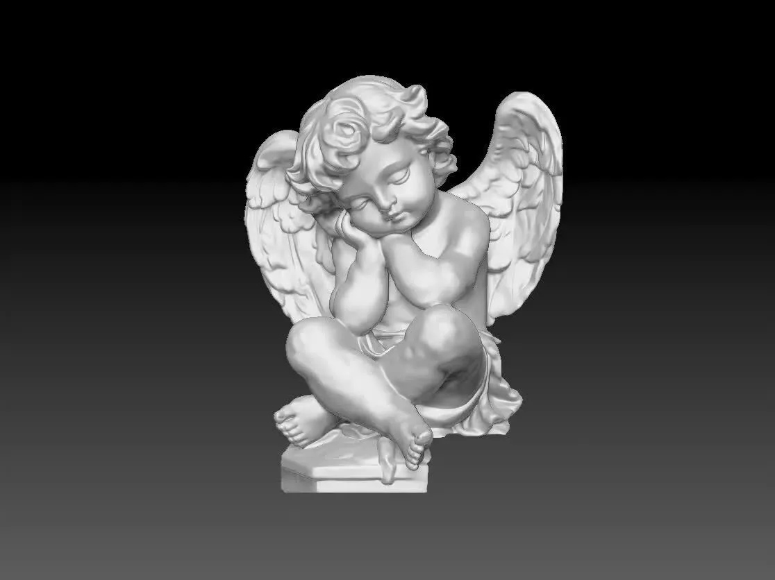 3D Model Sleeping Angel Statue - Cherub STL File for Printing 3D print model