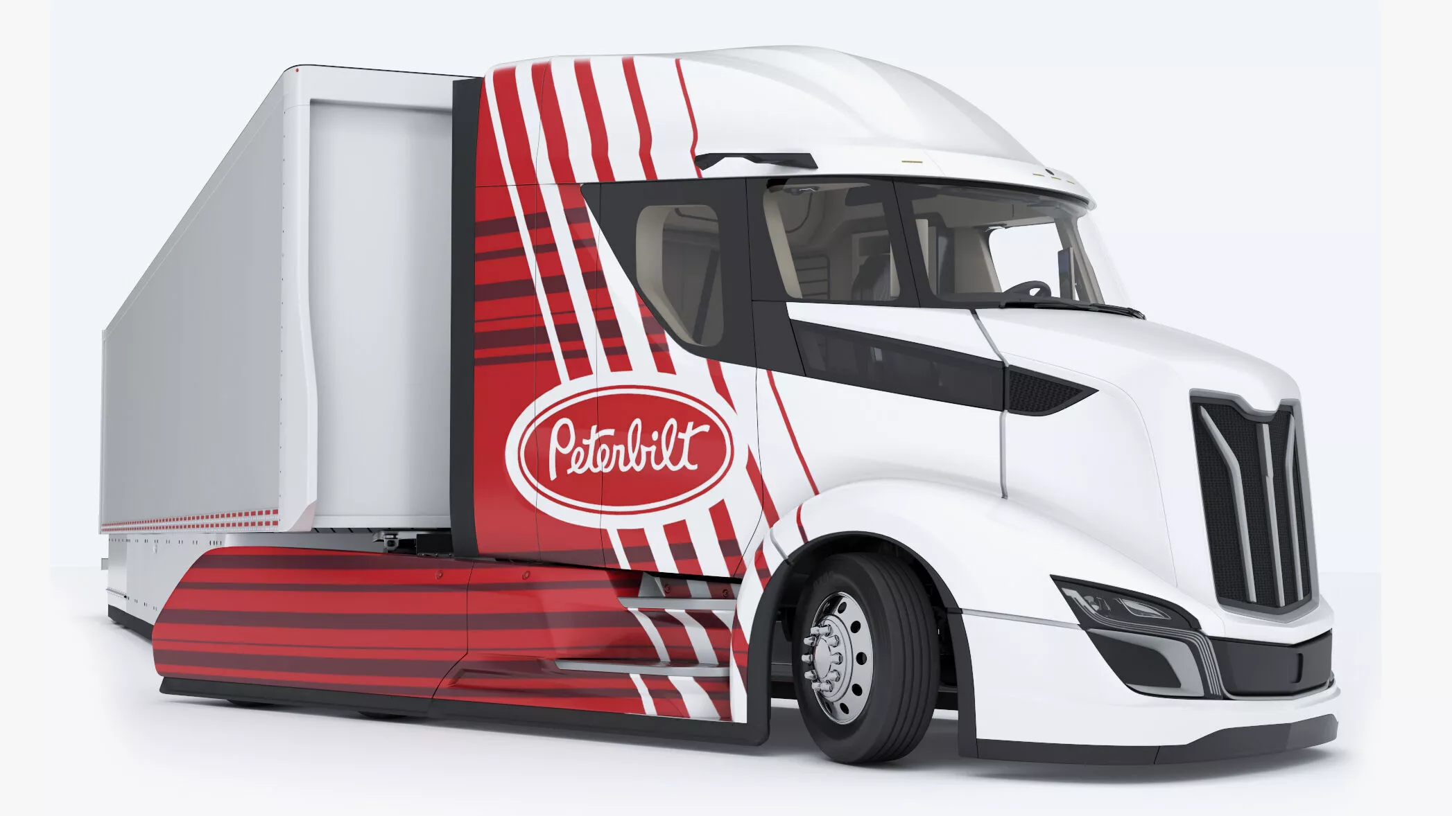 Peterbilt Supertruck 2 with Trailer Rigged 3D model