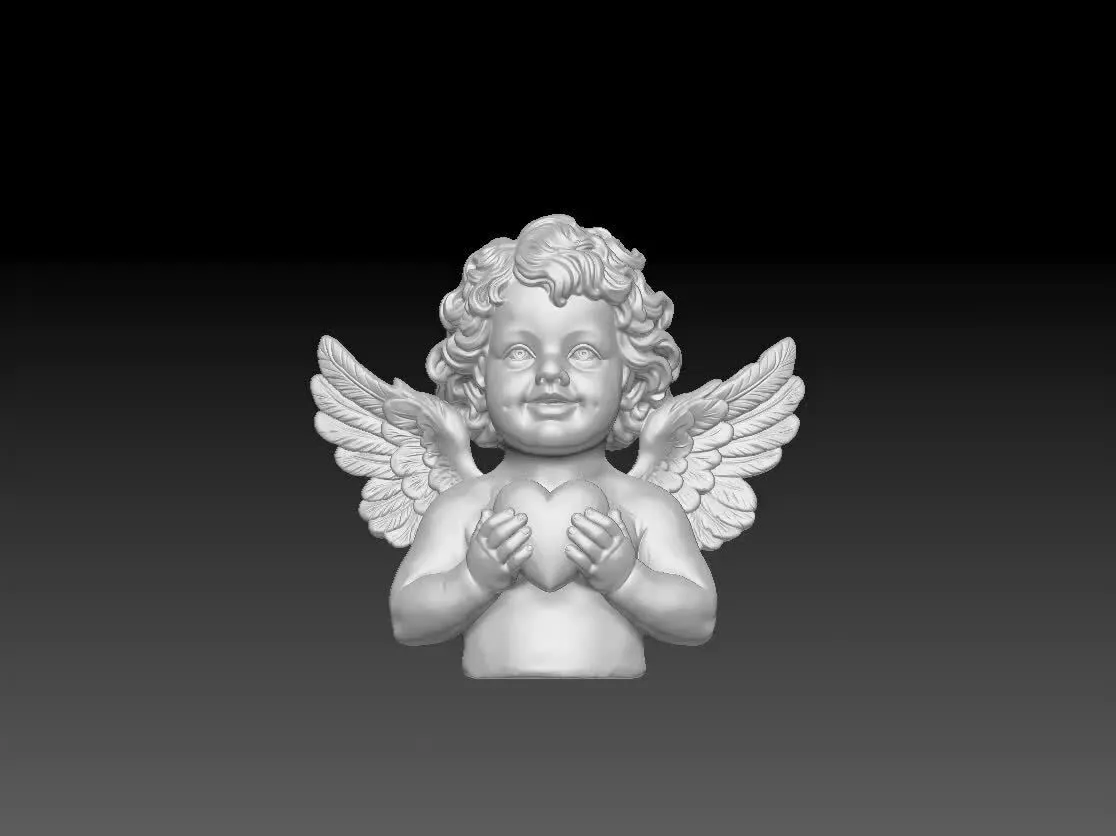 3D Model Cherub Angel Bust - Heart STL File for Printing 3D print model