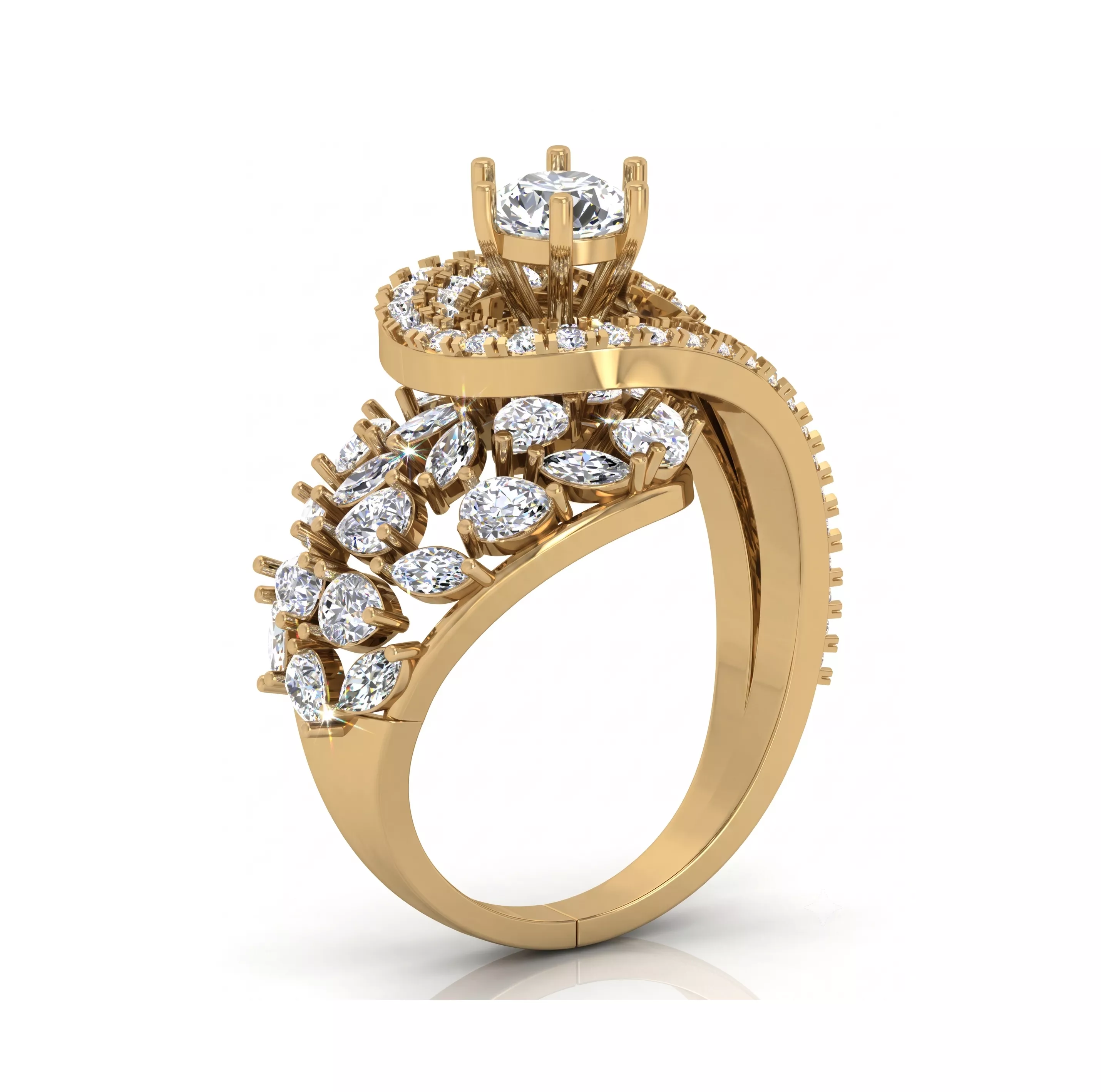 Luxury Diamond Statement Ring High Precision 3D Jewelry Model 3D print model