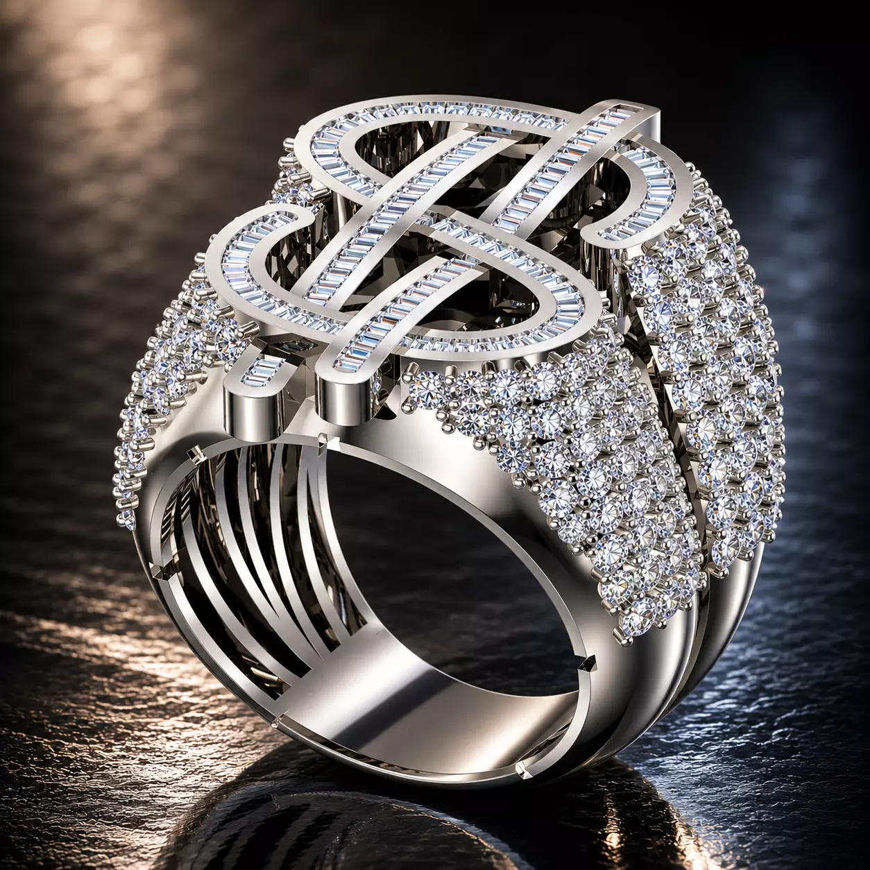 Dollar Sign Diamond Ring 3D Model NOR0054 3D print model
