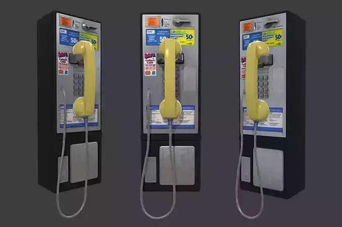 Payphone two pay phones Low-poly 3D model