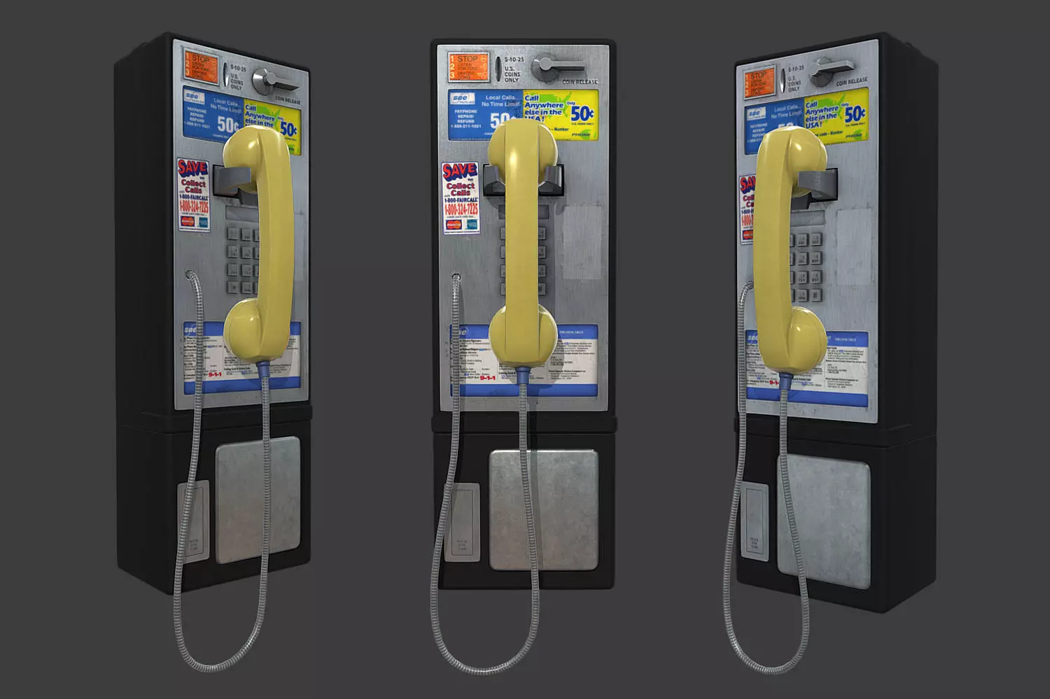 Payphone two pay phones Low-poly 3D model_0