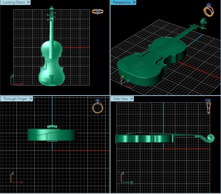 Pendant golden violin 3D print model_2