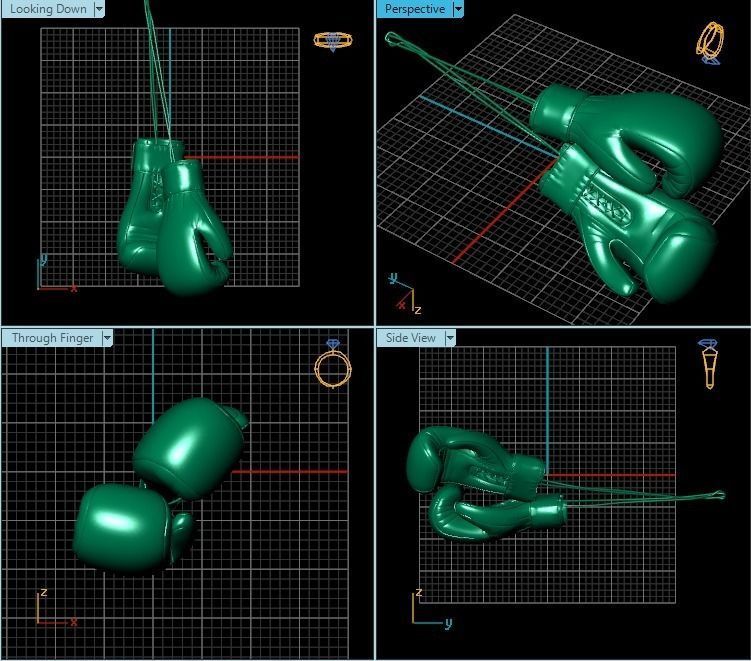 Pendant two gold boxing gloves 3D print model_2