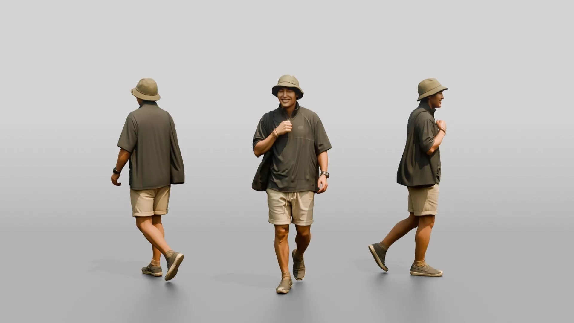 Man Unzipping High Collar of Surf Shirt 3D model