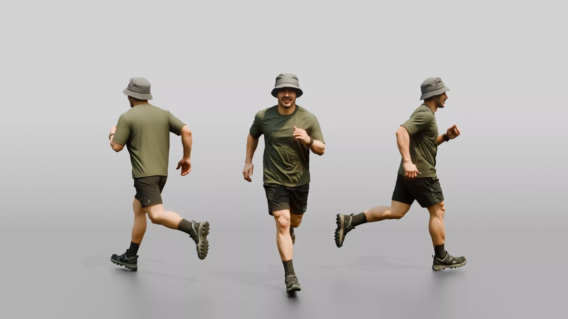 Man Swinging Arms in Beach Jog 3D model