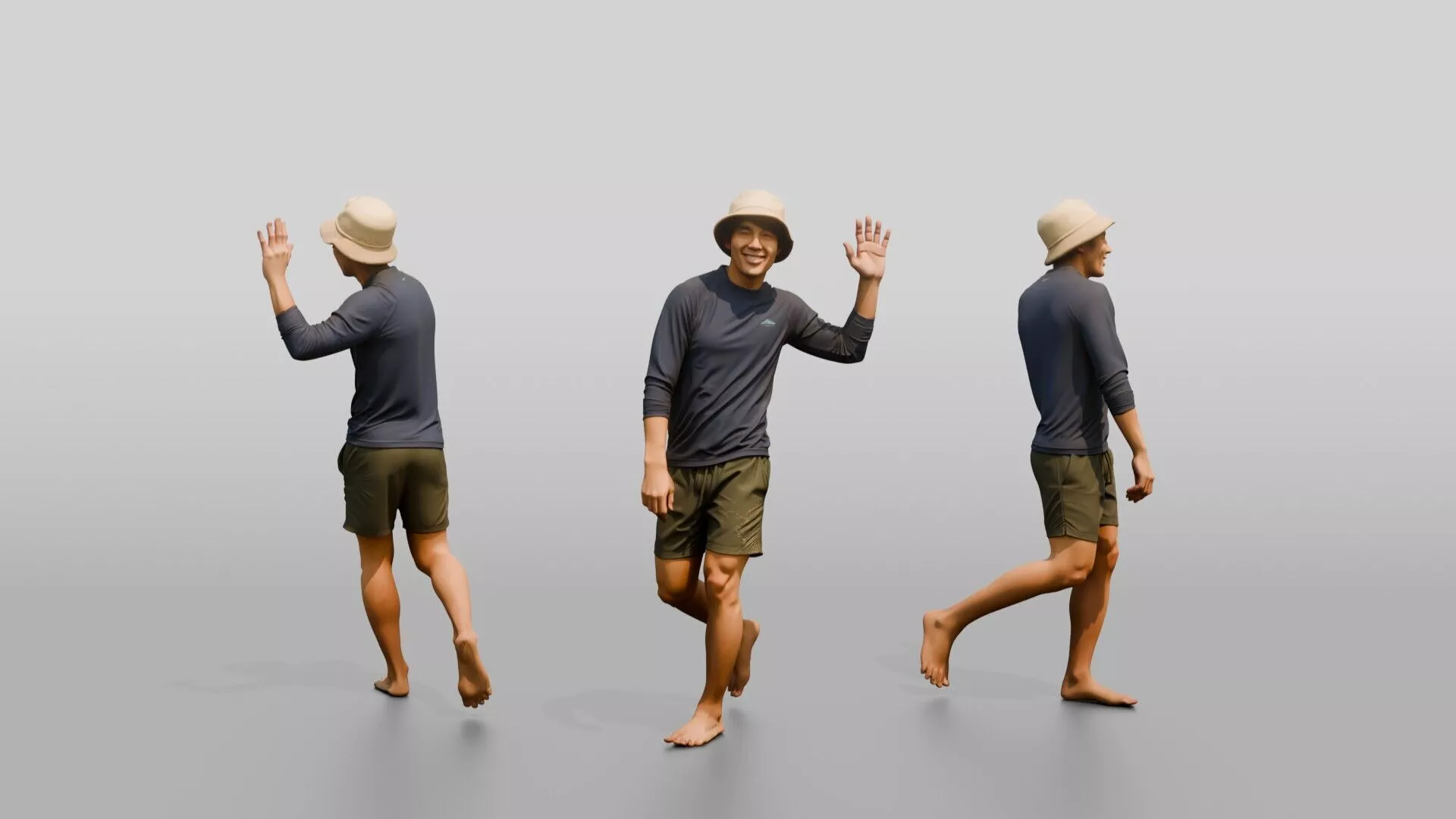 Man Waving Back Over His Shoulder 3D model
