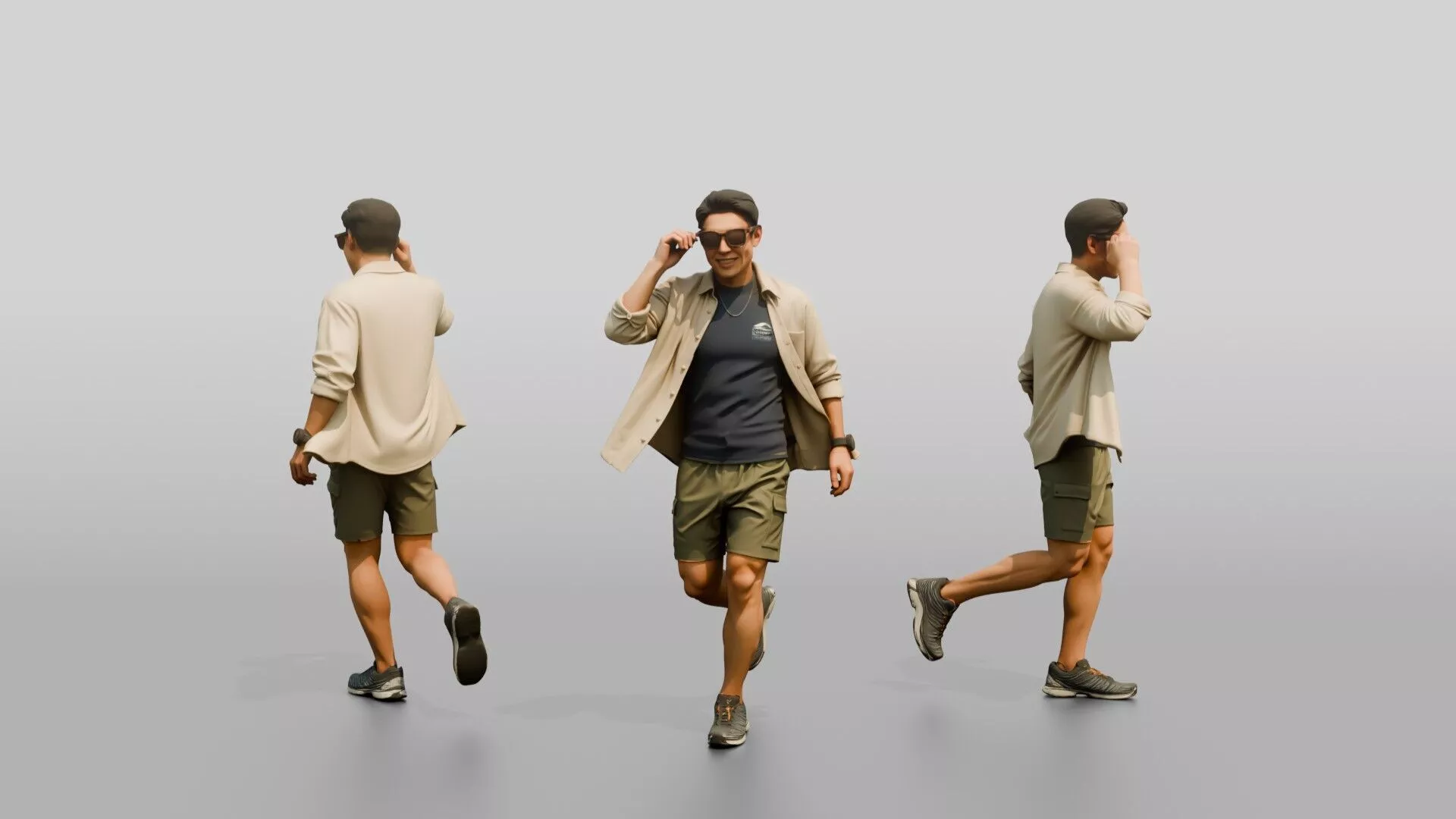Man Sliding On Trendy Sunglasses 3D model