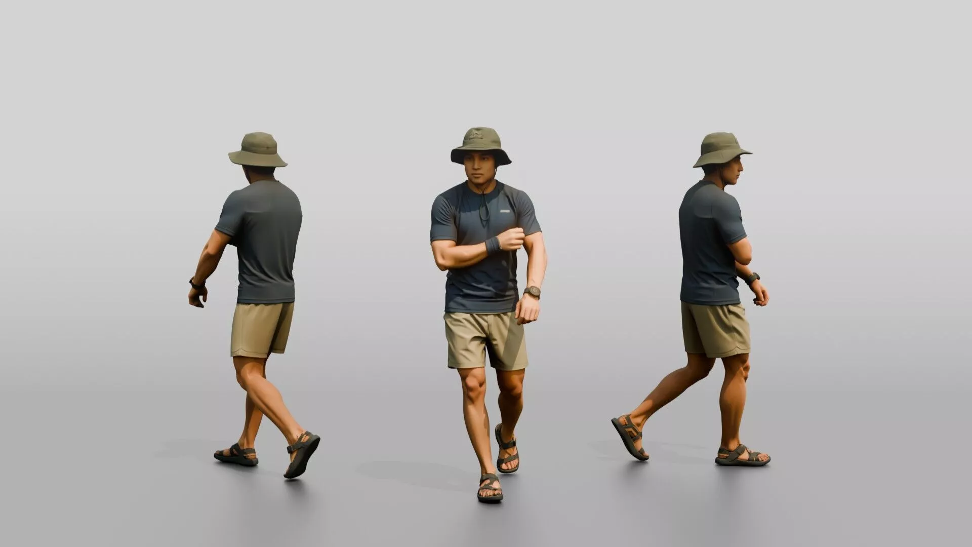 Man Rolling Up Rashguard Sleeves 3D model