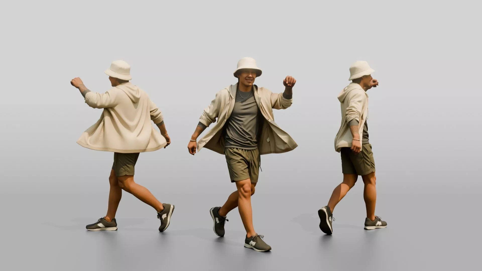 Man Shaking Out Open Linen Hoodie 3D model