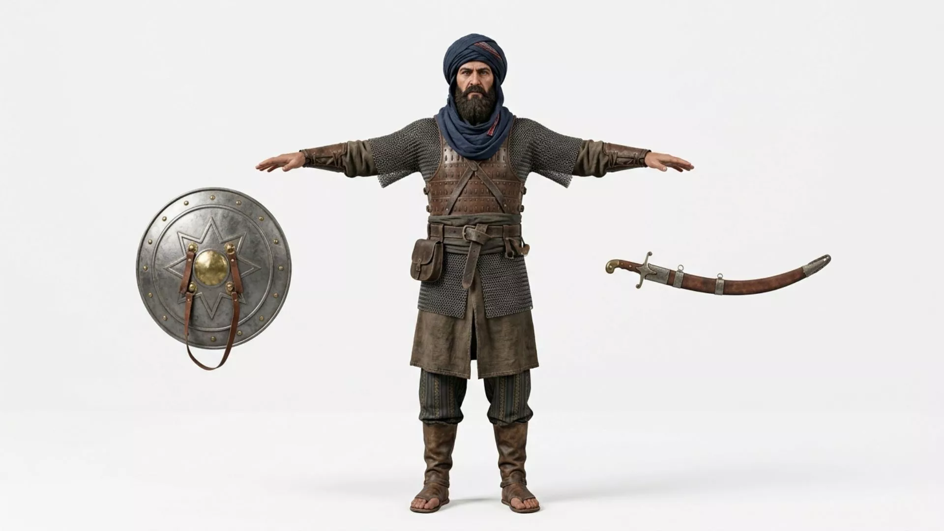 Arab Warrior 3D Model Rigged Game Ready Low-poly 3D model
