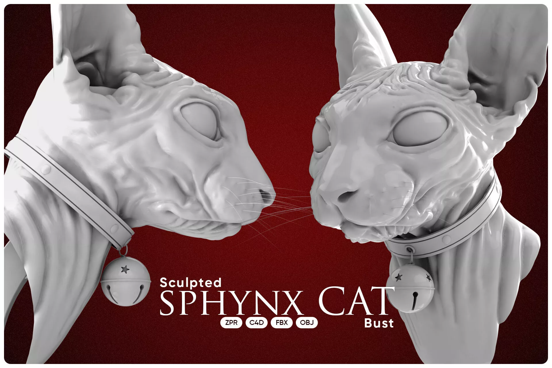 Sphynx Cat Sculpted Model for ZBrush and Cinema 4D 3D model