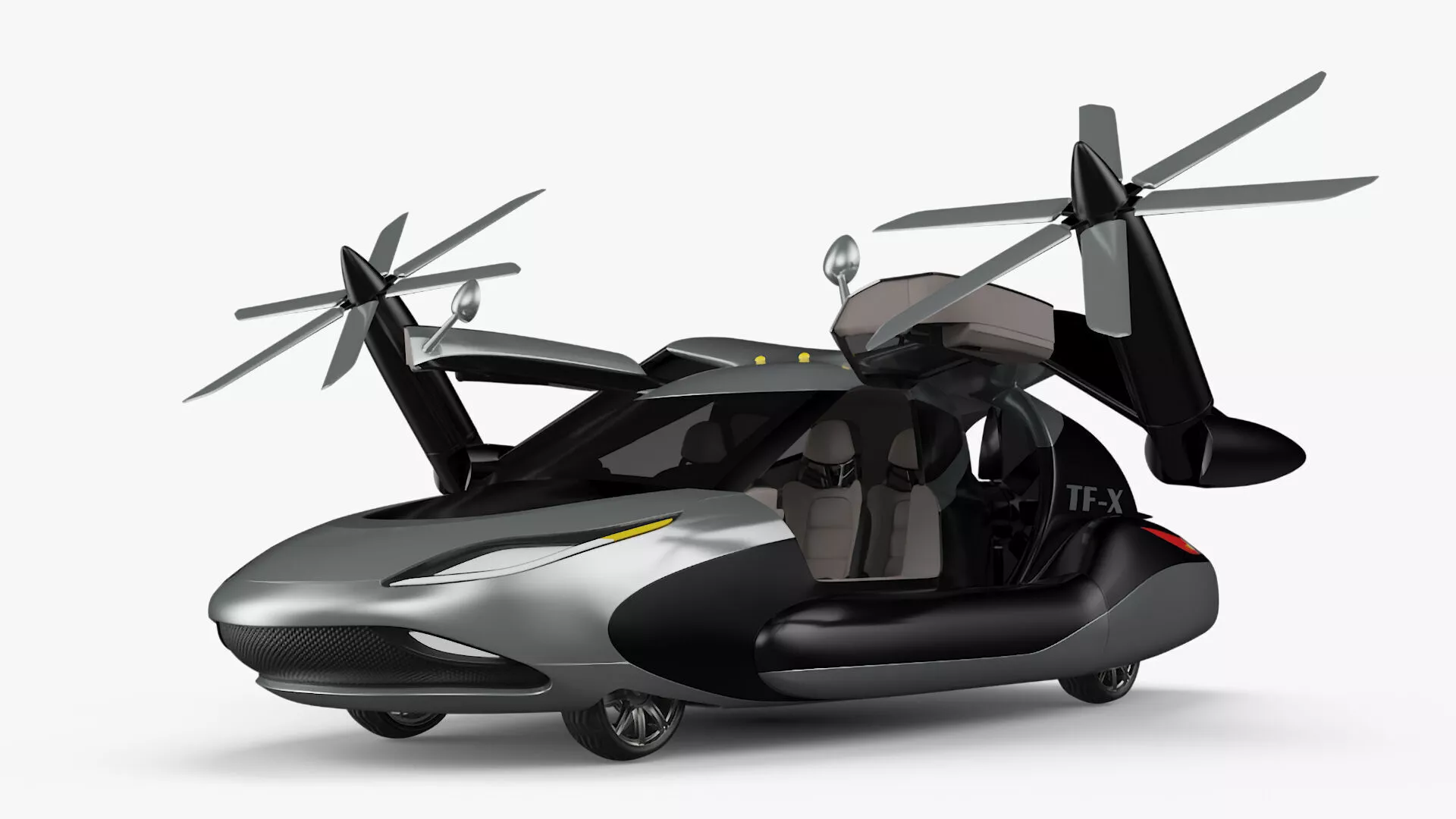 Concept Futuristic Flying Car Rigged for Cinema 4D 3D model
