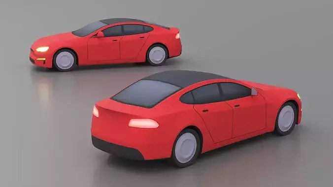 Cartoon Tesla Model S Low-poly 3D model 5