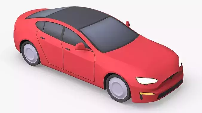 Cartoon Tesla Model S Low-poly 3D model 6