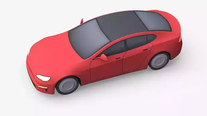 Cartoon Tesla Model S Low-poly 3D model 7