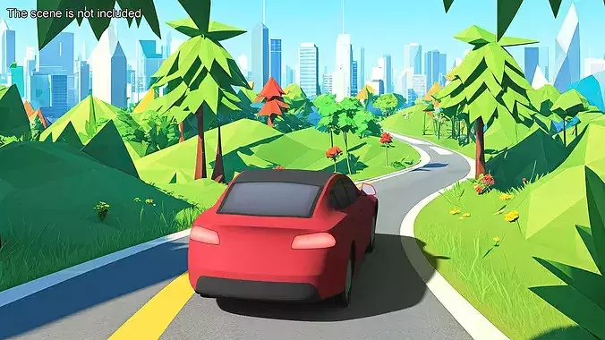 Cartoon Tesla Model S Low-poly 3D model 3