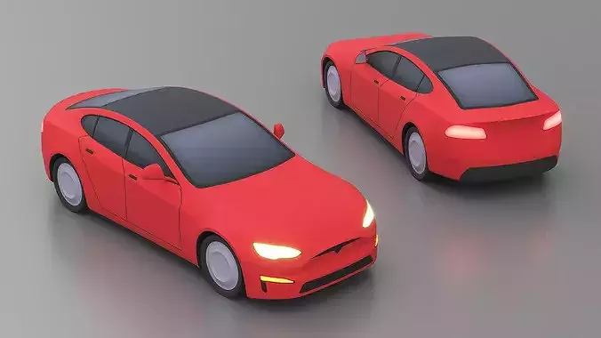 Cartoon Tesla Model S Low-poly 3D model 4