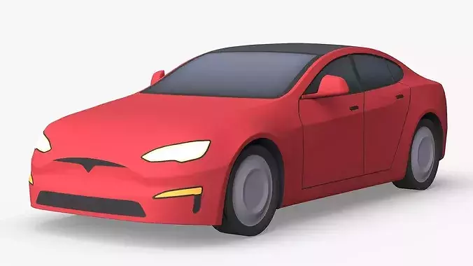 Cartoon Tesla Model S Low-poly 3D model