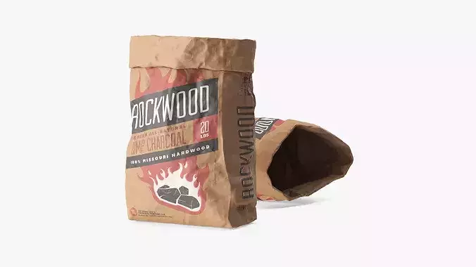 Charcoal Bag Rockwood Opened 3D model 2
