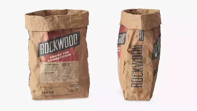 Charcoal Bag Rockwood Opened 3D model 6