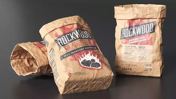 Charcoal Bag Rockwood Opened 3D model 5