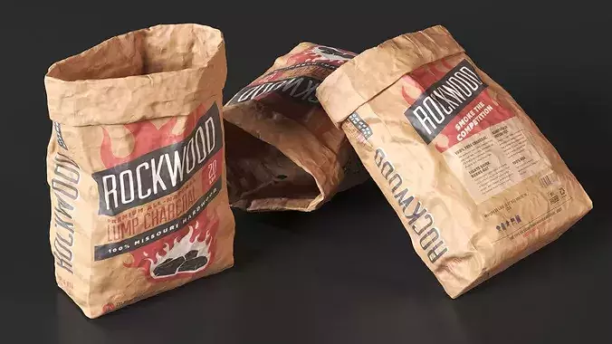 Charcoal Bag Rockwood Opened 3D model