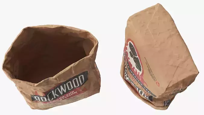 Charcoal Bag Rockwood Opened 3D model 7