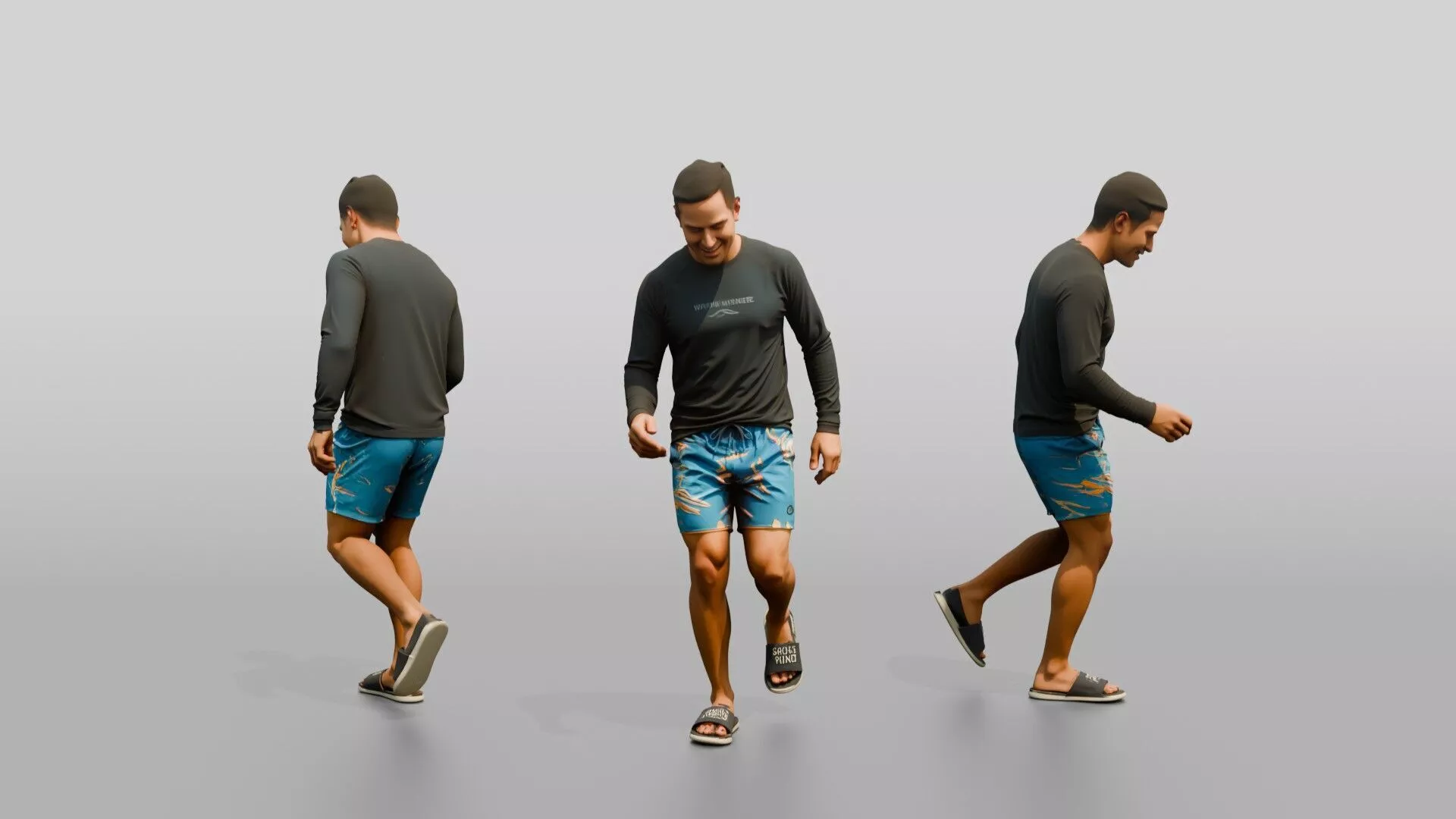 Man Testing Sand With Bare Feet 3D model