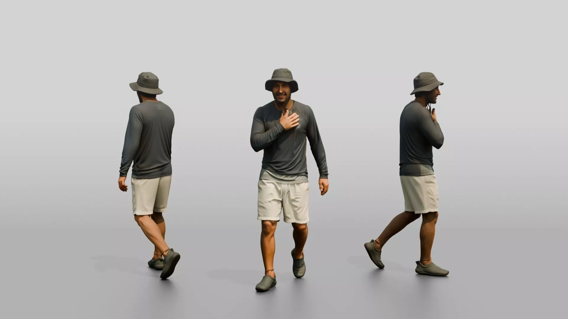 Man Wiping Salt Water From Collarbone 3D model