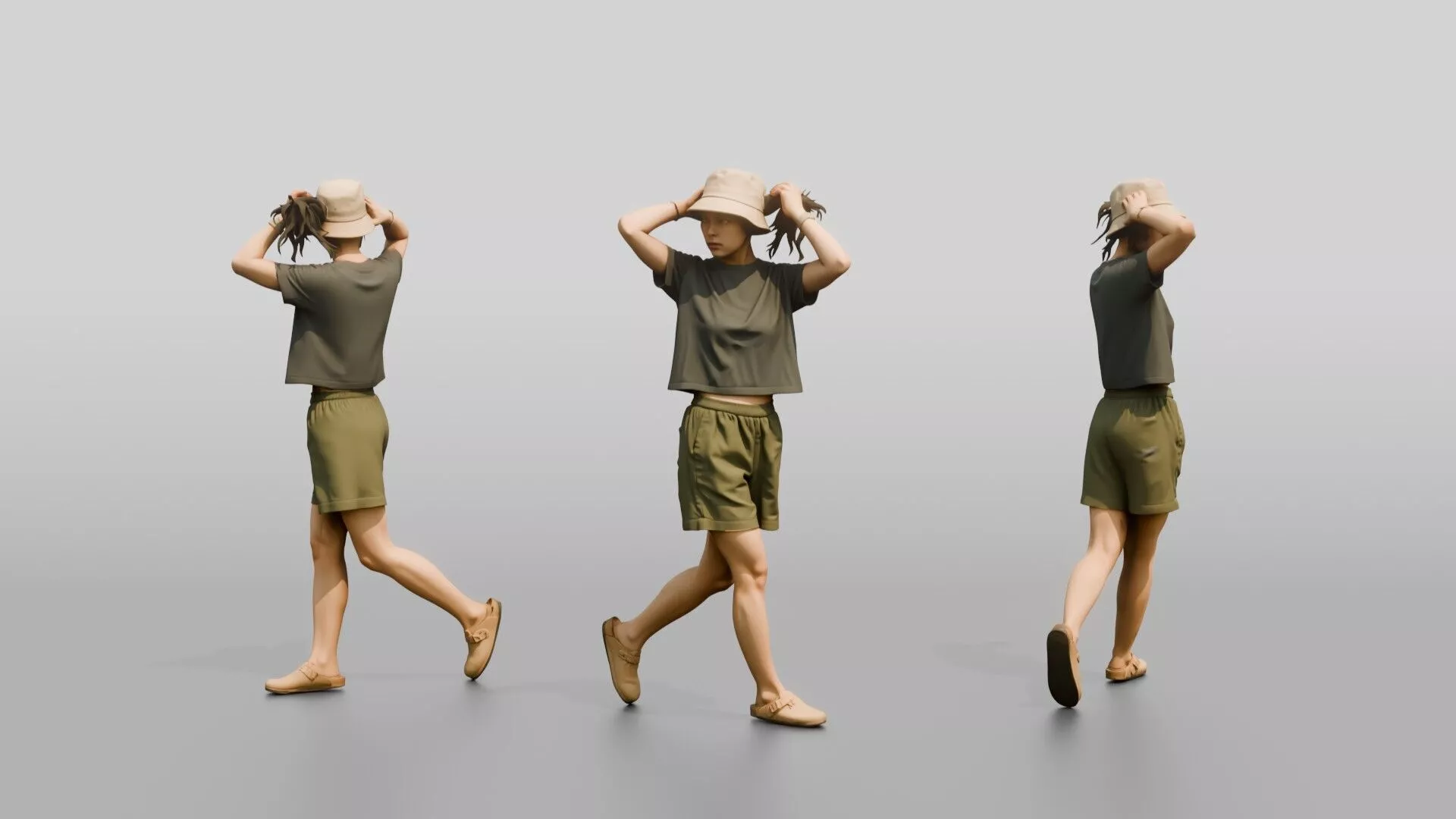 Woman Tying Back Her Hair 3D model