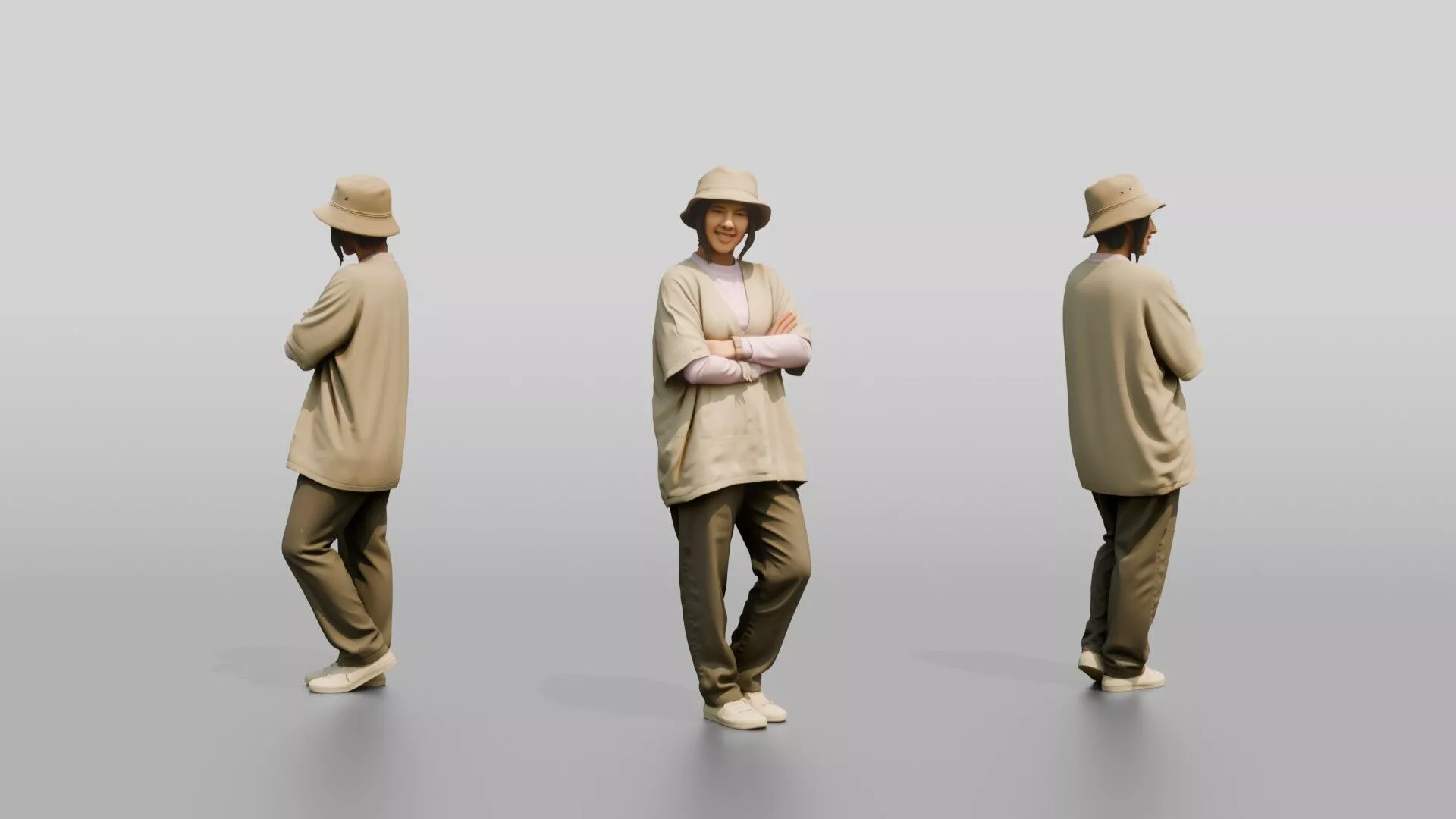 Woman Standing in Crossed-Arm Beach Pose 3D model