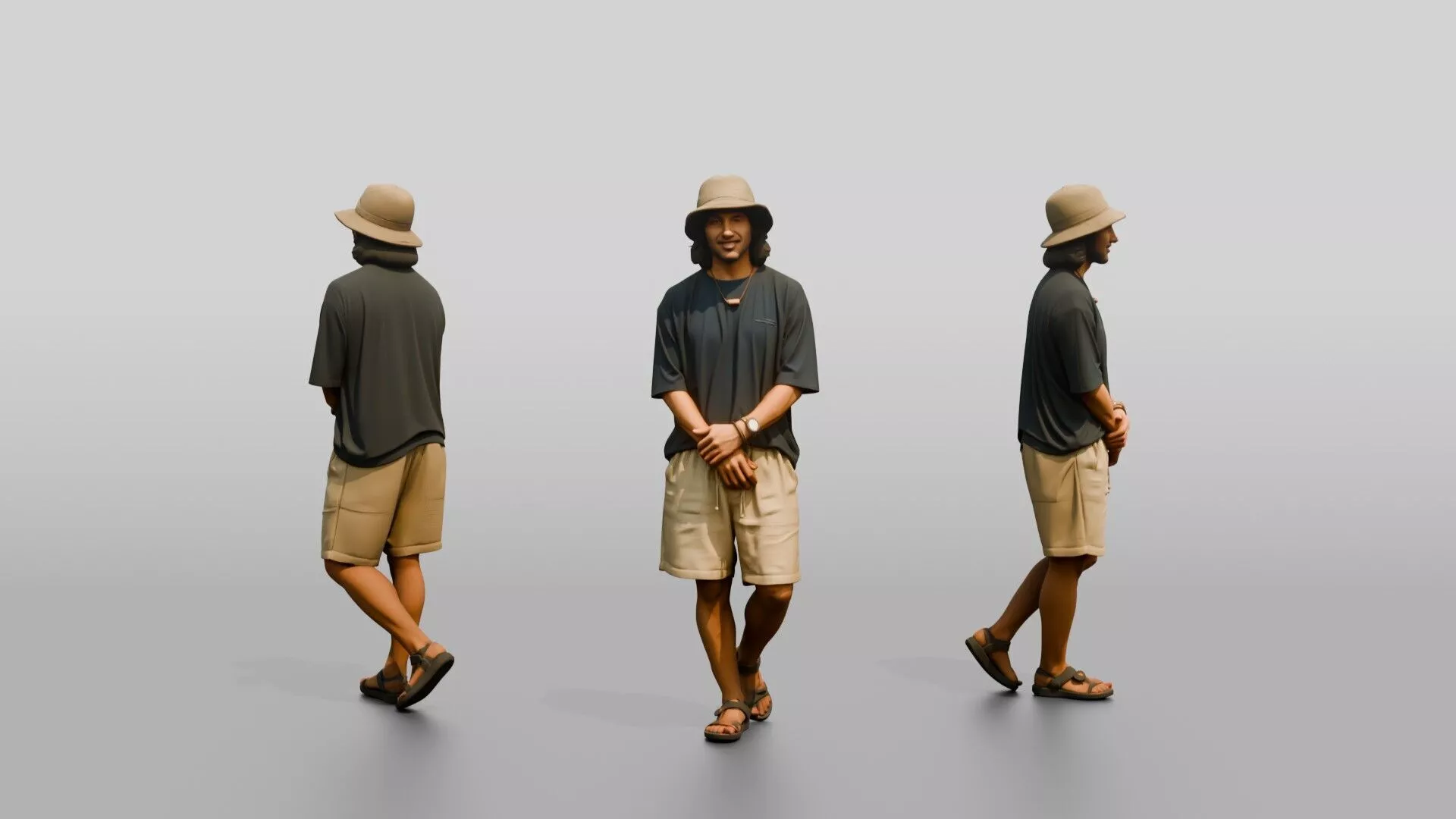 Man Leaning Back in Relaxed Surf Pose 3D model
