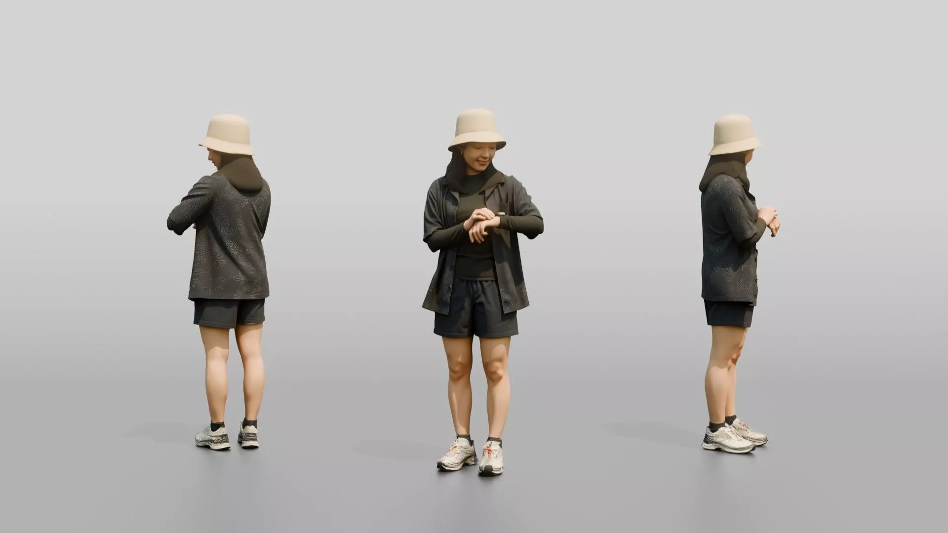 Woman Checking Her Watch Strap 3D model