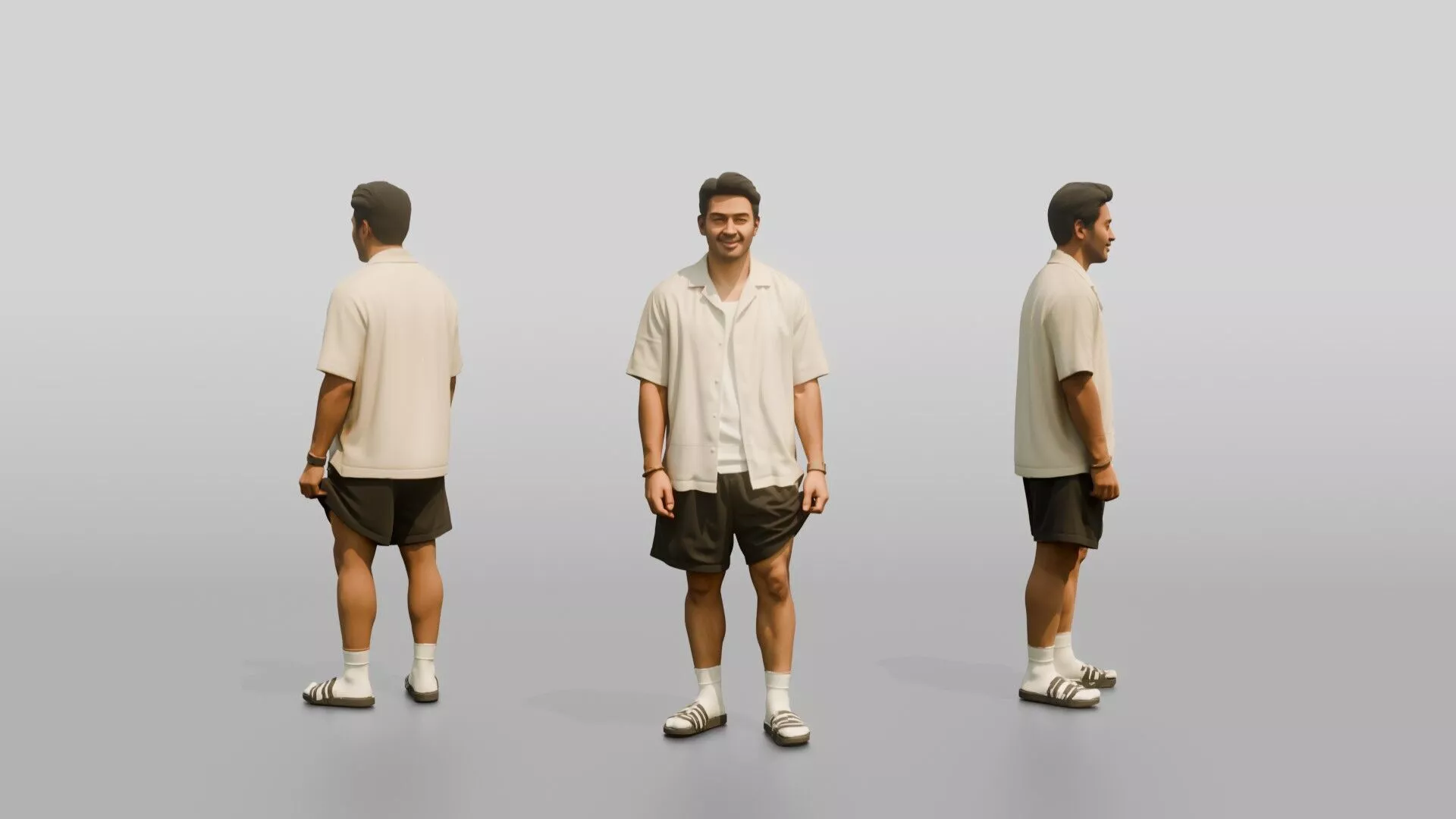 Man Rolling Up His Shorts Hem 3D model