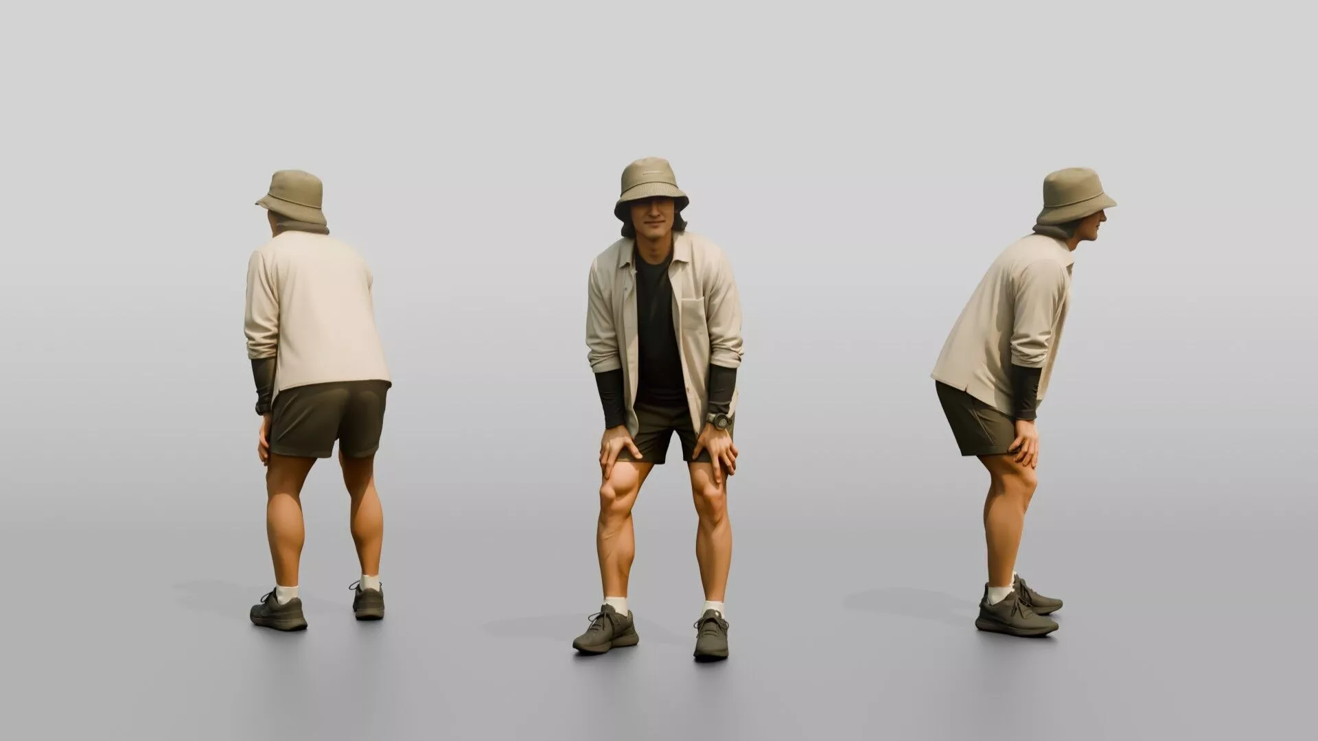 Man Stretching With Hands on Thighs 3D model