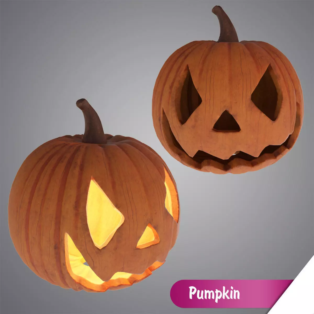 Halloween Pumpkin Low-poly 3D model_0