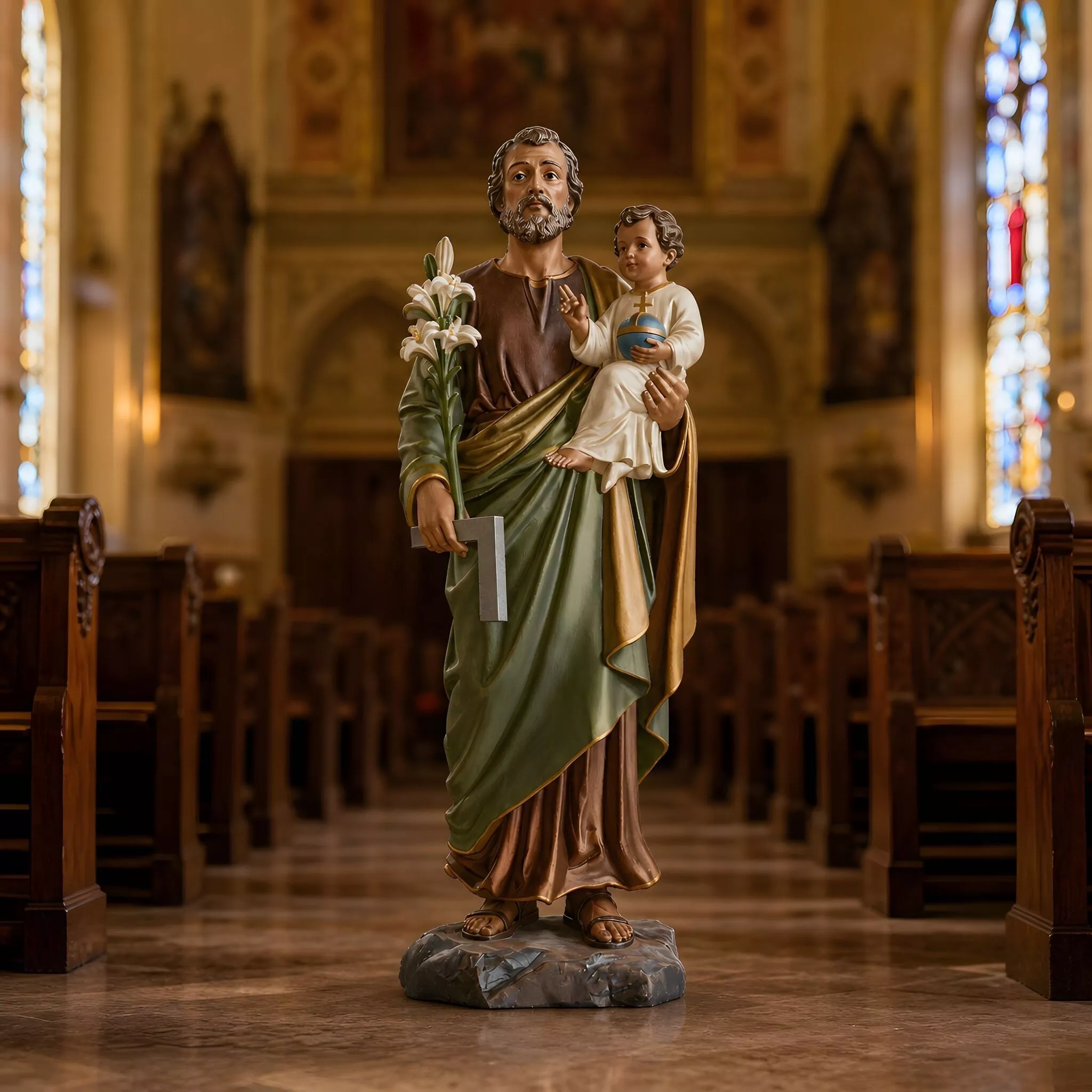 Saint Joseph With Child Jesus Statue 3D Print Model 3D print model